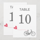 Numéro de table vélo romantique avec initiales (Devant / Derrière)