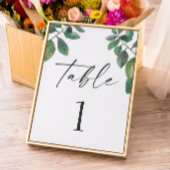 Numéro De Table Verdure aquarelle feuillage. Mariage de script ver
