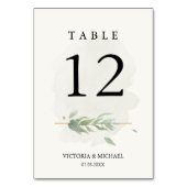 Numéro De Table Verdure Aquarelle Foliage Moderne Élégant Moderne (Dos)