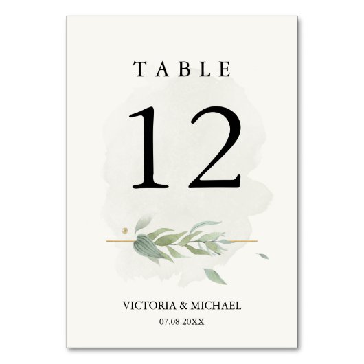 Numéro De Table Verdure Aquarelle Foliage Moderne Élégant Moderne (Par défaut)