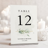 Numéro De Table Verdure Aquarelle Foliage Moderne Élégant Moderne