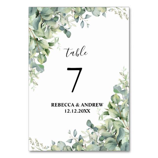 Numéro De Table Verdure Eucalyptus (Dos)