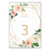 Numéro De Table Verdure & Or Géométrique Élégant Mariage Floral (Dos)