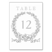 Numéro De Table Versailles Grey | Élégante couronne florale (Dos)