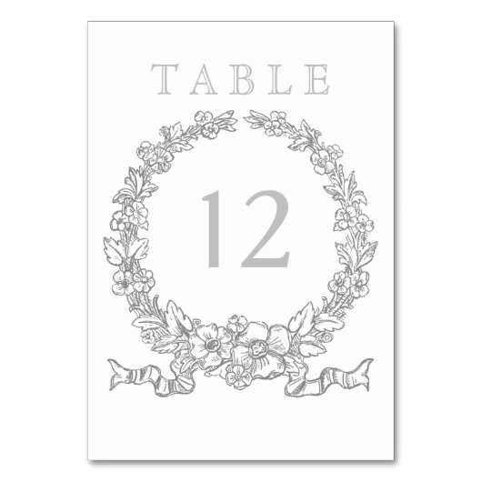 Numéro De Table Versailles Grey | Élégante couronne florale (Par défaut)