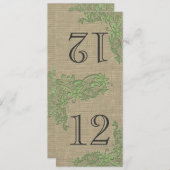 Numéro de table vert design dentelle de style vint (Devant / Derrière)