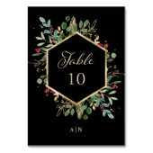 Numéro De Table Vert doré sur noir | Mariage de Noël (Par défaut)