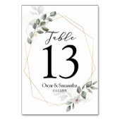 Numéro De Table Vert doux aquarelle cadre feuille & fleur (Dos)