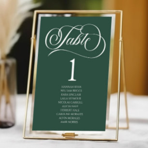 Numéro De Table Vert émeraude Minimaliste Élégant Classique Mariag