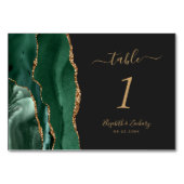 Numéro De Table Vert émeraude Or Agate Mariage sombre (Devant)