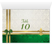 Numéro de table vert et crème damassé (Intérieur Horizontal (Bas))