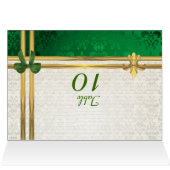 Numéro de table vert et crème damassé (Intérieur Horizontal (Haut))