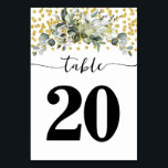Numéro De Table Vert Eucalyptus Aquarelle Vert Poussière Mariage<br><div class="desc">Aquarelle Verdure Eucalyptus avec conception de points de Parties scintillant d'or. Vous devez créer chaque numéro de table séparément. 1. Ajoutez le numéro de table à la conception. 2. Ajoutez à votre panier. 3. Répétez pour chaque numéro de table dont vous avez besoin. Pour des modifications supplémentaires (couleur de police,...</div>
