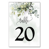 Numéro De Table Vert Eucalyptus Aquarelle Vert Poussière Mariage (Dos)
