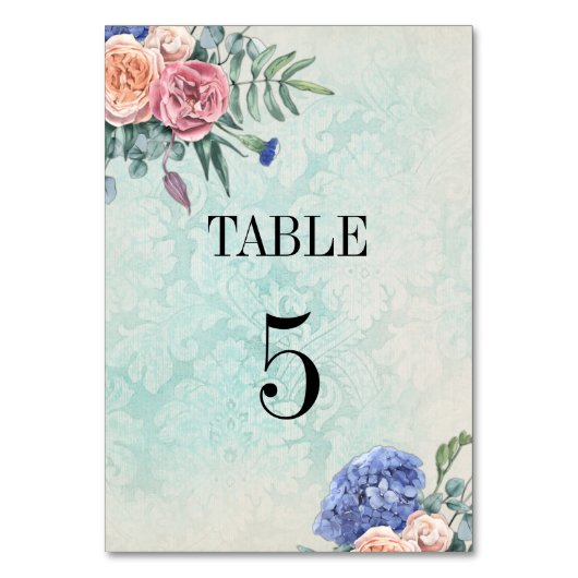 Numéro De Table Vert Floral Rustique Hydrangeas Mariage (Par défaut)