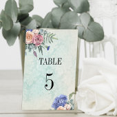 Numéro De Table Vert Floral Rustique Hydrangeas Mariage