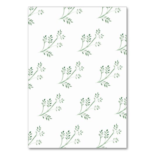 Numéro De Table Vert frais Mariage d'aquarelle moderne (Dos)