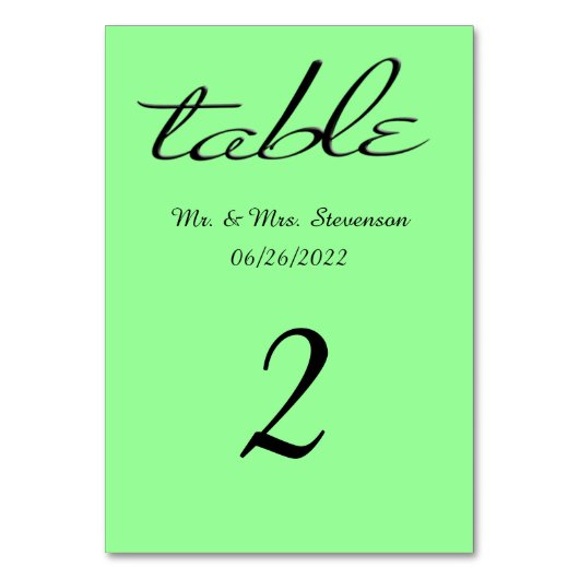 Numéro De Table Vert Menthe Foncé Uni (Par défaut)