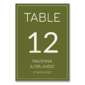 Numéro De Table Vert olive crème Ancien Argent Mariage Formel (Par défaut)
