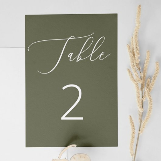 Numéro De Table Vert olive foncé Mariage Formel Botanique Forestie