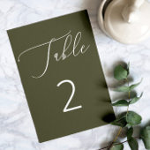 Numéro De Table Vert olive foncé Mariage Formel Botanique Forestie