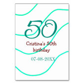 Numéro De Table Vert rouge 50 anniversaire ajouter nom date p (Dos)