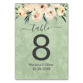 Numéro de table vert sauge blush beige floral (Dos)