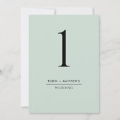 Numéro de table vert sauge élégant et simple (Devant)