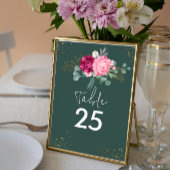 Numéro De Table Vert simple surface | Mariage floral rose pâle