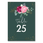Numéro De Table Vert simple surface | Mariage floral rose pâle (Dos)