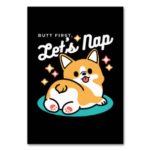 Numéro De Table Vibes Corgi Butt et Nap - Joli chien couché