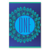 NUMÉRO DE TABLE VIBRANT BLEU & TURQUOISE PEACOCK FEACOCK MOTIF (Dos)