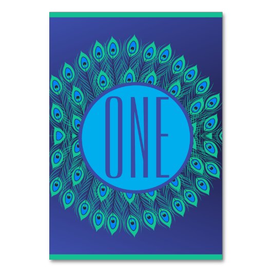 NUMÉRO DE TABLE VIBRANT BLEU & TURQUOISE PEACOCK FEACOCK MOTIF (Dos)