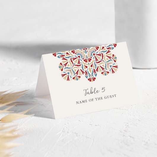 Numéro De Table Vibrant Floral Delight Mandala Wedding Place Card 