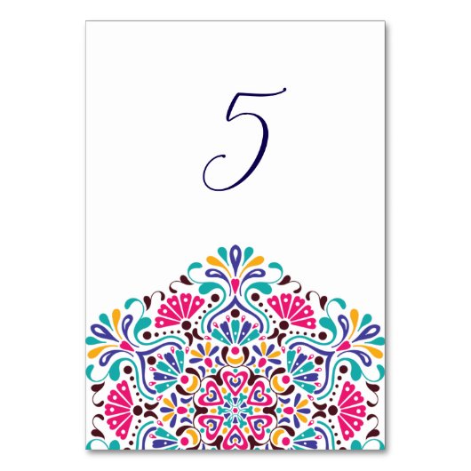 Numéro De Table Vibrant mexicaine Fiesta Style Mariage arc-en-ciel (Dos)