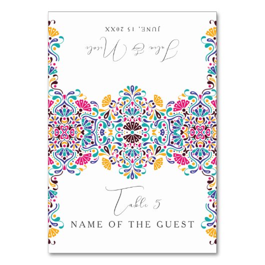 Numéro De Table Vibrant Mexican Fiesta Rainbow Wedding Place Card (Par défaut)