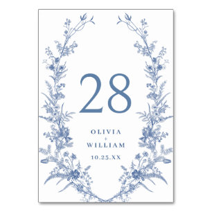 Numéro De Table Victorian Dusty Blue French Garden Floral Mariage