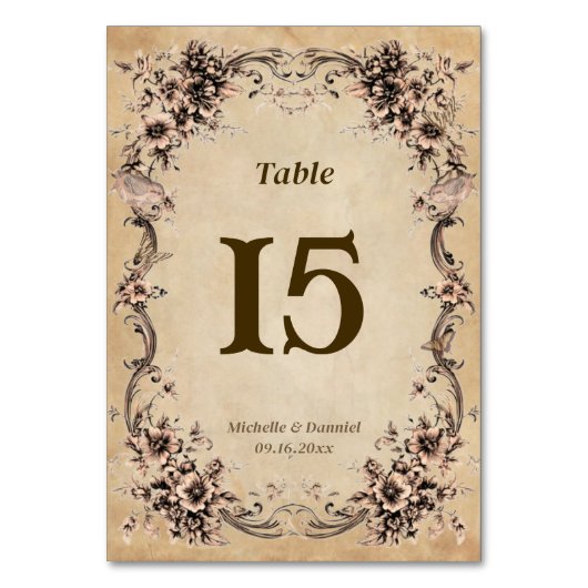 Numéro De Table Victorian Floral Frame Wedding Table (Par défaut)