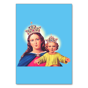Numéro De Table Vierge Marie reine avec Jésus