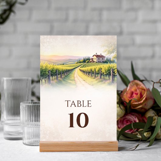 Numéro De Table Vignoble romantique Rustique Mariage Numéro de tab
