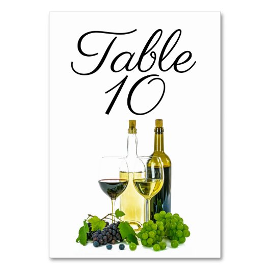 Numéro de table vin rouge ou blanc (Dos)