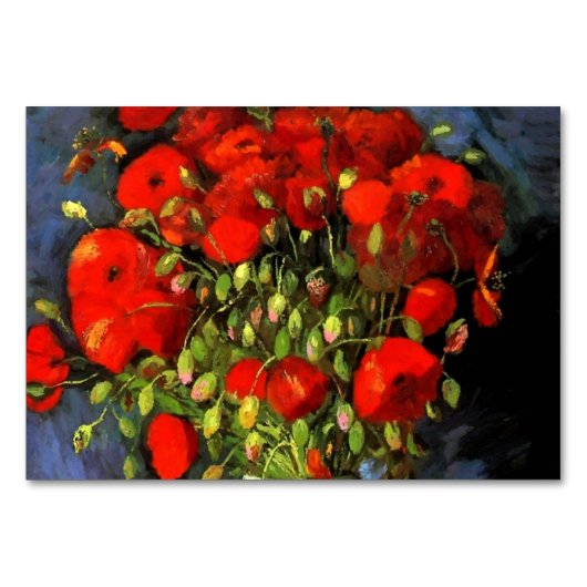 Numéro De Table Vincent Van Gogh Vase Avec Des Poppies Rouges Art (Devant)