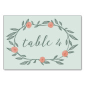 Numéro De Table Vins Floraux Wreath Chic Elegant Rose Green Custom (Dos)