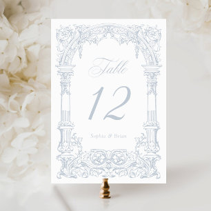 Numéro De Table Vintage Arch Vines Frame Dusty Blue Mariage