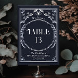 Numéro De Table Vintage Argent Elegant Mariage de Tarot Mystique<br><div class="desc">Design mariage moderne et élégant, inspiré d'une carte de tarot. REMARQUE : L'argent présenté dans ce design n'est PAS un vrai papier peint. Les articles sont imprimés exactement comme ils apparaissent sur votre écran lorsque vous ajoutez au panier, donc personnalisez et ajoutez chaque numéro de table dont vous avez besoin...</div>