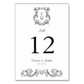 Numéro De Table Vintage Baroque Monogram Crest Mariage (Dos)