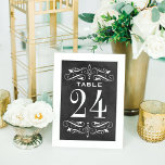 Numéro De Table Vintage Black Chalkboard Mariage<br><div class="desc">Les cartes de numéro de table mariage de style vintage comportent des tourbillons décoratifs et des fioritures de chaque côté de la carte. Tableau noir rustique, texturé arrière - plan look avec design blanc. Personnalisez chaque carte de numéro de table dont vous avez besoin et ajoutez-la individuellement à votre panier....</div>