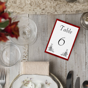 Numéro De Table Vintage Black Flourt et Mariage Red Velvet