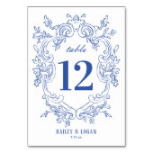 Numéro De Table Vintage bleu Floral Mariage (Dos)