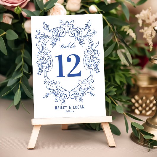 Numéro De Table Vintage bleu Floral Mariage